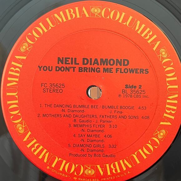 Neil Diamond You Don't Bring Me Flowers Vinyl LP 1978 Columbia 35625 - Picture 5 of 10